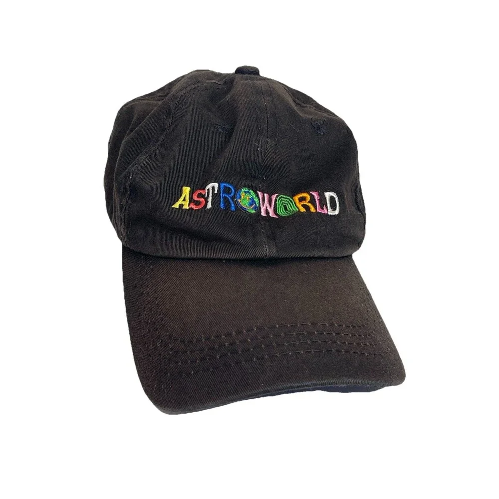 Astroworld Faded Black Baseball Hat Cap Embroidered